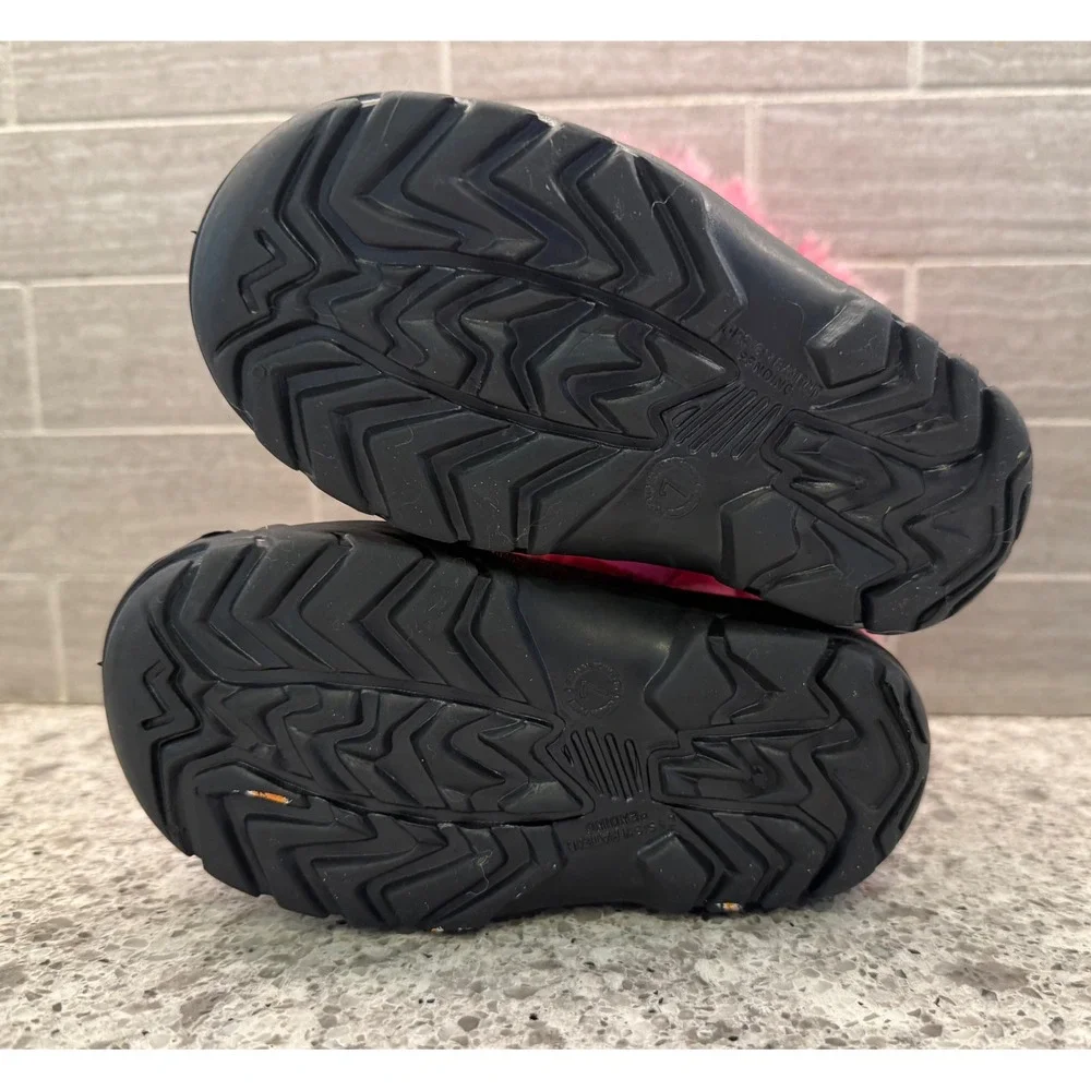 Kamik Kids Pink Black Faux Fur Trim Waterproof Winter Snow Boots Size 7 Toddler